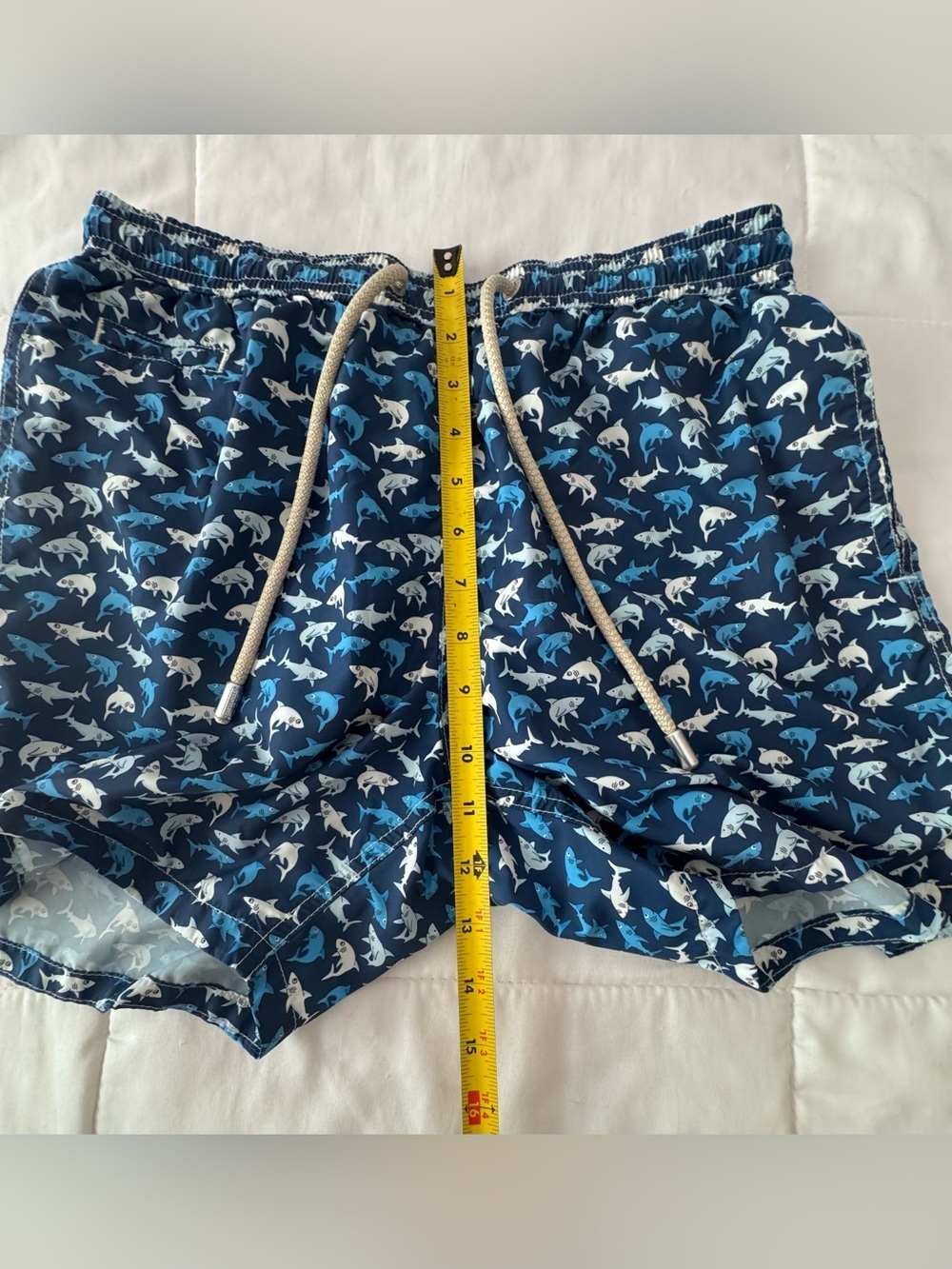 MC2 Saint Barth Men's Shark-Print Swim Shorts - Navy & White & Blue - Picture 5 of 15